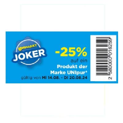 -25% auf ein Produkte der Marke UNIpur Unimarkt