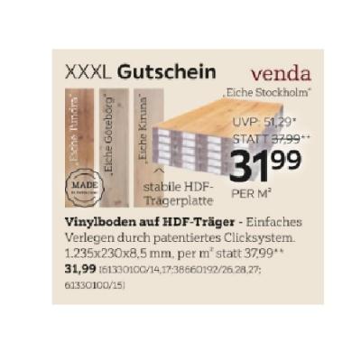 Promotion Bild von venda Vinylboden auf HDF-Träger je 31,99€ XXXLutz