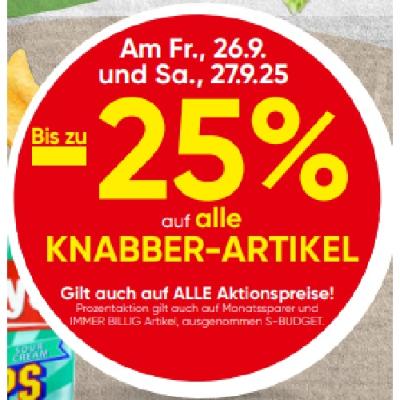 Bis zu -25% auf alle KNABBER-ARTIKEL SPAR