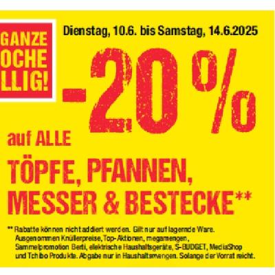 Promotion Bild von -20% auf ALLE TÖPFE, PFANNEN, MESSER & BESTECK Maximarkt
