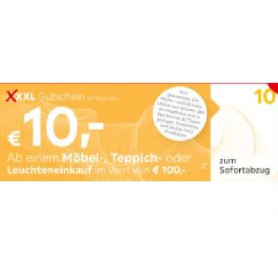 Promotion Bild von XXXL Gutschein im Wert von € 10,- Ab einem Möbel-, Teppich- oder Leuchteneinkauf im Wert von € 100,- zum Sofortabzug XXXLutz