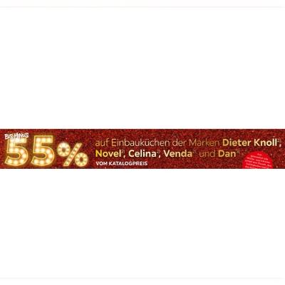 BIS MINUS 55% auf Einbauküchen der Marken Dieter Knoll, Novel, Celina, Venda und Dan VOM KATALOGPREIS XXXLutz