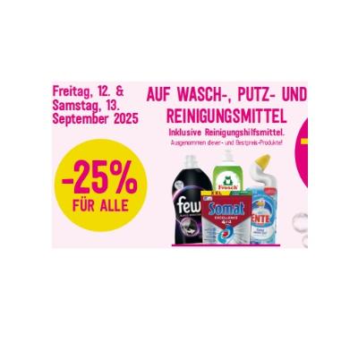 -25% FÜR ALLE AUF WASCH-, PUTZ- UND REINIGUNGSMITTEL Inklusive Reinigungshilfsmittel. Sutterlüty