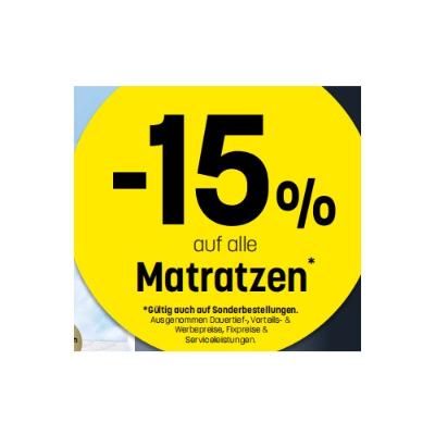 -15% auf alle Matratzen Betten Reiter
