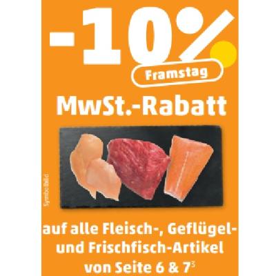 -10% MwSt.-Rabatt auf alle Fleisch-, Geflügel- und Frischfisch-Artikel von Seite 6 & 7 Penny
