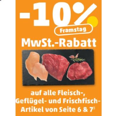 -10% MwSt.-Rabatt auf alle Fleisch-, Geflügel- und Frischfisch-Artikel von Seite 6 & 7 Penny