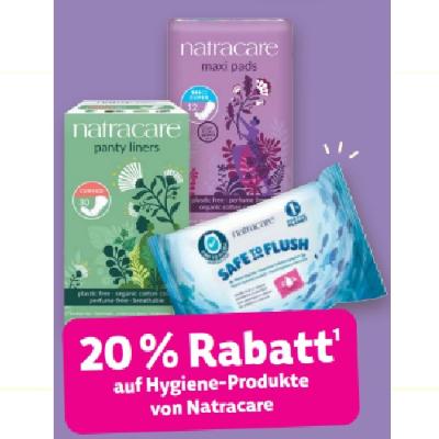 20% Rabatt auf Hygiene-Produkte von Natracare Denns BioMarkt