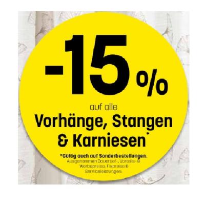 Promotion Bild von -15 % auf alle Vorhänge, Stangen & Karniesen Betten Reiter