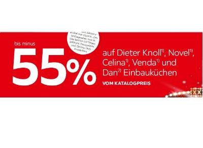 Promotion Bild von bis minus 55% auf Einbauküchen der Marken Dieter Knoll , Novel , Celina, Venda und Dan Einbauküchen VOM KATALOGPREIS XXXLutz