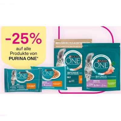-25% auf alle Produkte von PURINA ONE BIPA