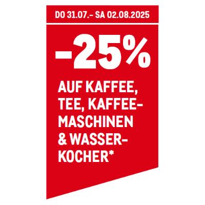 Promotion Bild von -25% bei METRO auf Kaffee, Tee, Kaffeemaschinen & Wasserkocher*
