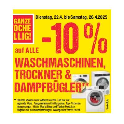 Promotion Bild von -10% auf ALLE WASCHMASCHINEN, TROCKNER & DAMPFBÜGLER Maximarkt