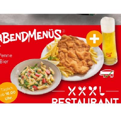 XXXLutz Schnitzel oder Penne Blattspinats & eine halbe Bier je 6€ XXXLutz