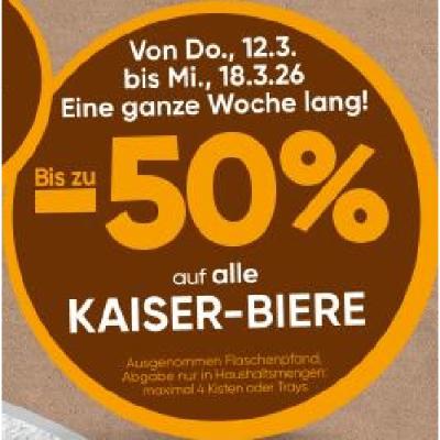Bis zu -50% auf alle KAISER-BIERE SPAR
