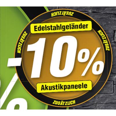 Promotion Bild von bis zu -10% Rabatt zusätzlich auf Edelstahlgeländer & Akustikpaneele Josef Steiner