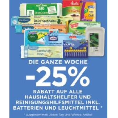 Promotion Bild von DIE GANZE WOCHE -25% RABATT AUF ALLE HAUSHALTSHELFER UND REINIGUNGSHILFSMITTEL INKL. BATTERIEN UND LEUCHMITTEL Unimarkt