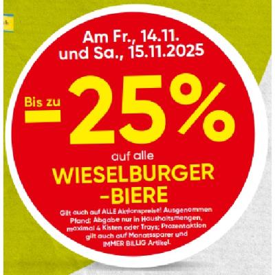 Bis zu -25% auf alle WIESELBURGER-BIERE SPAR