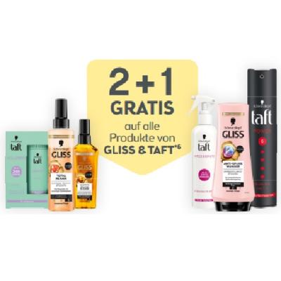 2+1 GRATIS auf alle Produkte von GLISS & TAFT BIPA