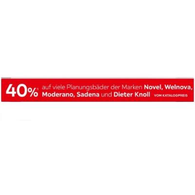 Promotion Bild von 40% auf viele Planungsbäder der Marken Novel, Welnova, Moderano, Sadena und Dieter Knoll VOM KATALOGPREIS XXXLutz