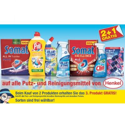 Beim Kauf von 2 Produkten erhalten Sie das 3. Produkte GRATIS! auf alle Putz- und Reinigungsmittel von Henkel Gaulhofer GmbH