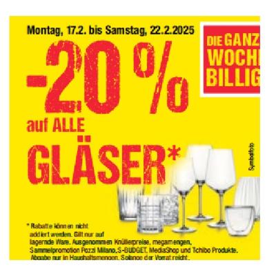 Promotion Bild von -20% auf ALLE GLÄSER Maximarkt