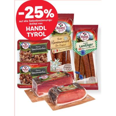 -25% auf alle Selbstbedienungs-Artikel von HANDL TYROL MPREIS