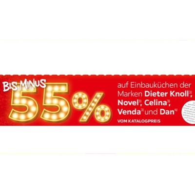Promotion Bild von bis minus 55% auf Einbauküchen der Marken Dieter Knoll, Novel, Celina, Venda und Dan VOM KATALOGPREIS XXXLutz