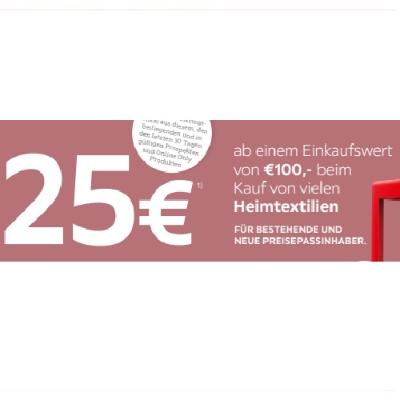 25€ ab einem Einkaufswert von €100,- beim Kauf von vielen Heimtextilien XXXLutz