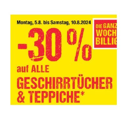 Promotion Bild von -30% auf ALLE GESCHIRRTÜCHER & TEPPICHE Maximarkt