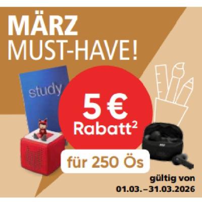 JÖ Aktion: Gesamter Einkauf 5 € Rabatt für 250 Ös PAGRO & LIBRO