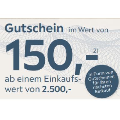 Gutschein im Wert von 150,- ab einem Einkaufswert von 2.500,- Möbelix
